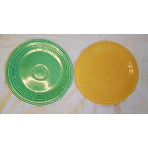 Fiesta Set Of 2 Dinner Plates Green & Yellow 11" Made In USA